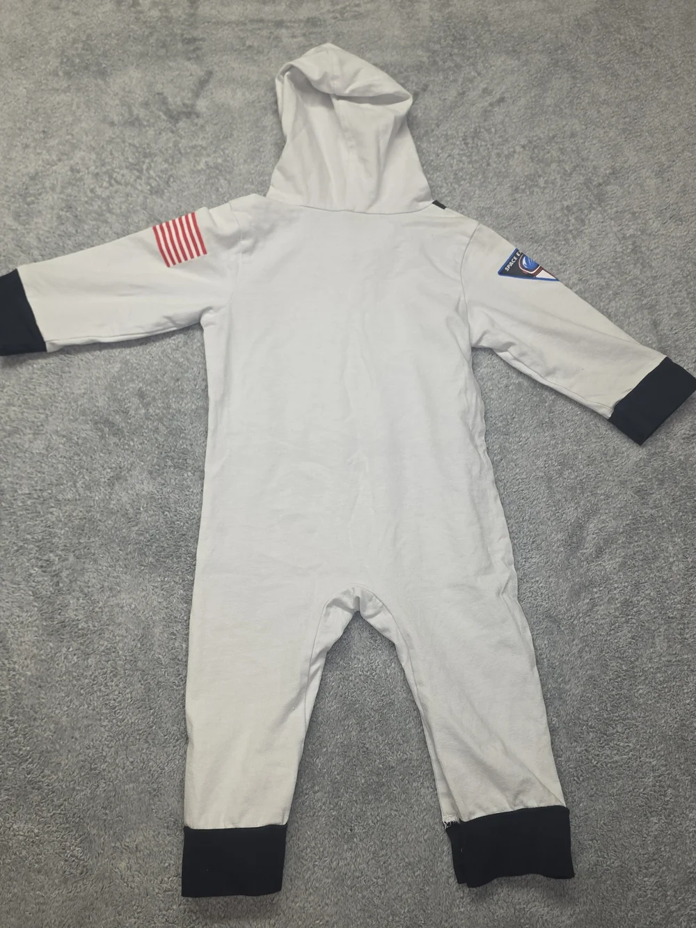 NASA Infant Astronaut Hoodie Romper Costume in White 12m